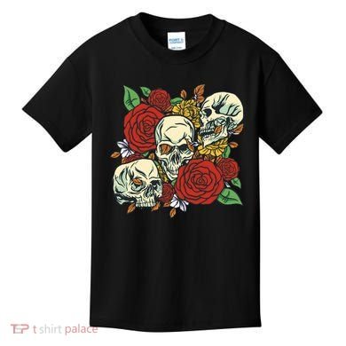 Skull Floral Rose Kids T-Shirt