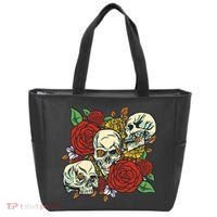 Skull Floral Rose Tote Bag thumb 0