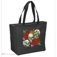 Skull Floral Rose Tote Bag thumb 2