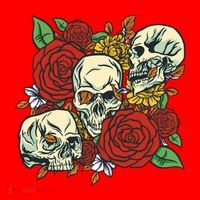 Skull Floral Rose Santa Hat thumb 1