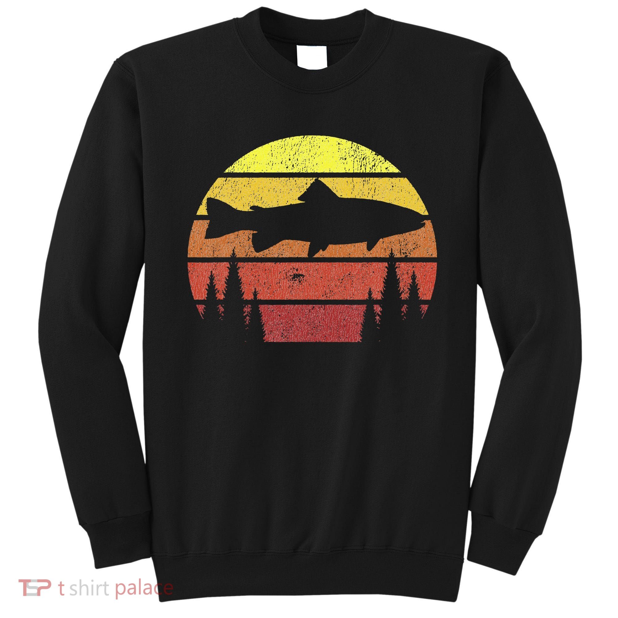 Steelhead Fishing Retro Rainbow Trout River Fisherman Sweatshirt
