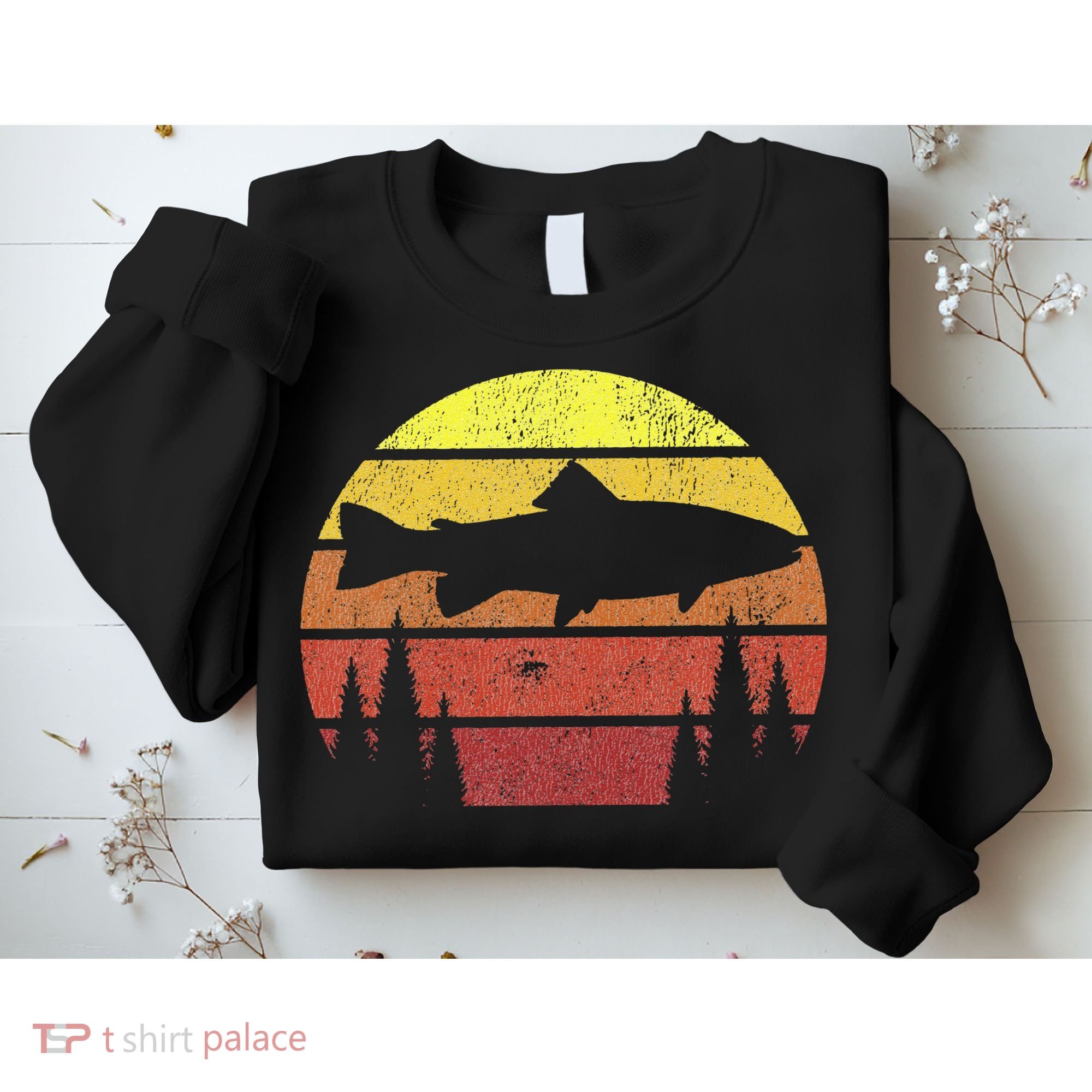 Steelhead Fishing Retro Rainbow Trout River Fisherman Sweatshirt