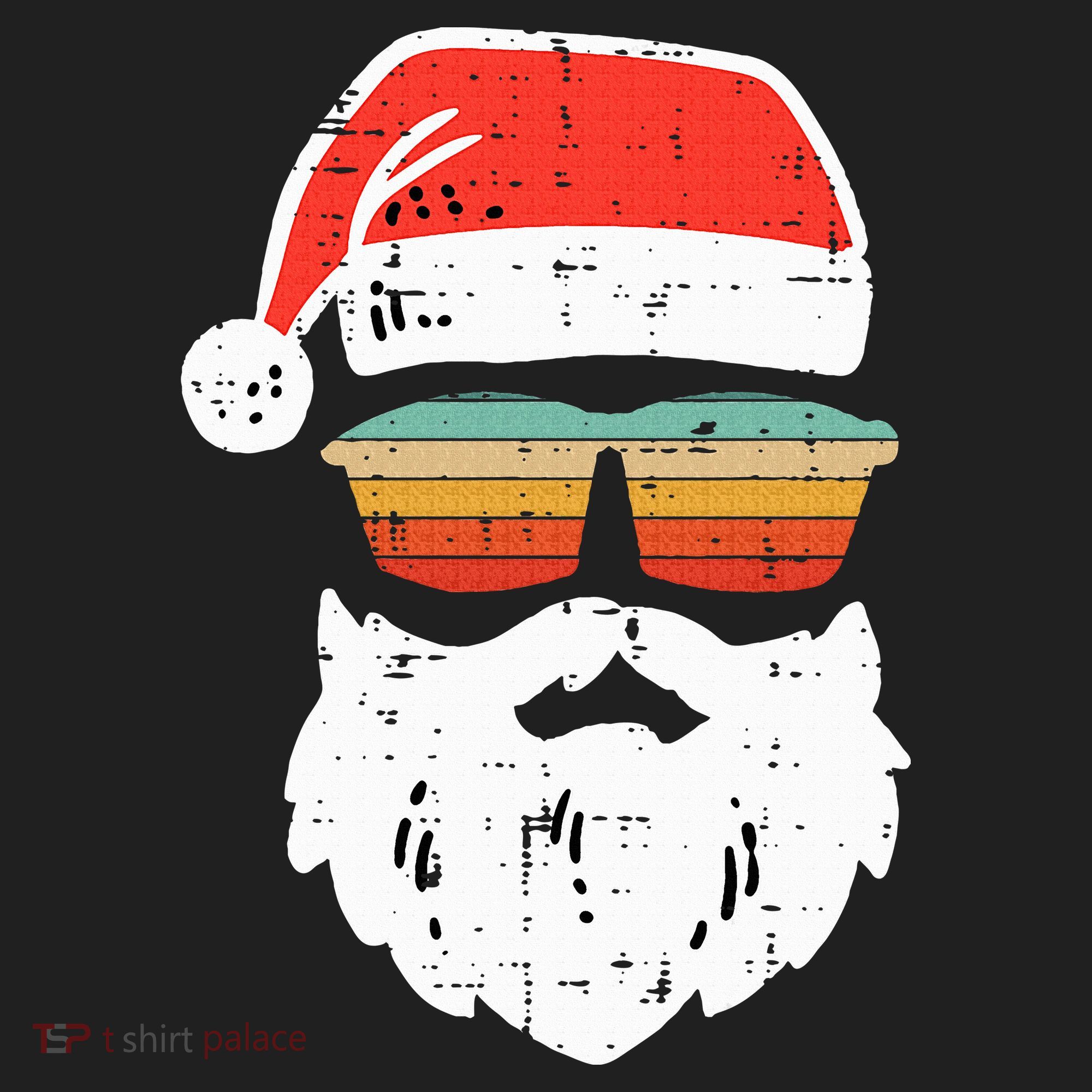 Santa Face Retro Sunglasses Christmas Xmas Hat