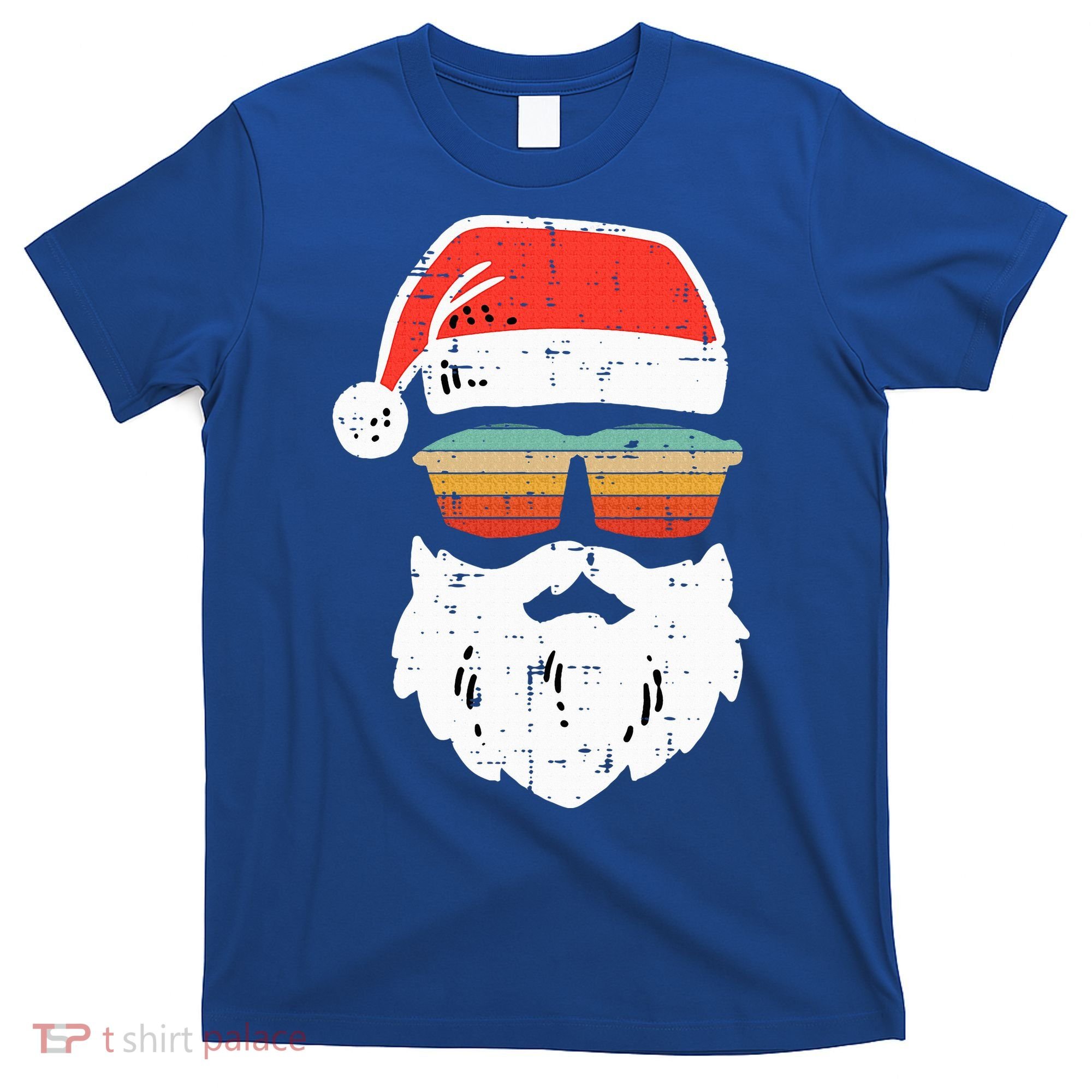 Santa Face Retro Sunglasses Christmas Xmas T-Shirt