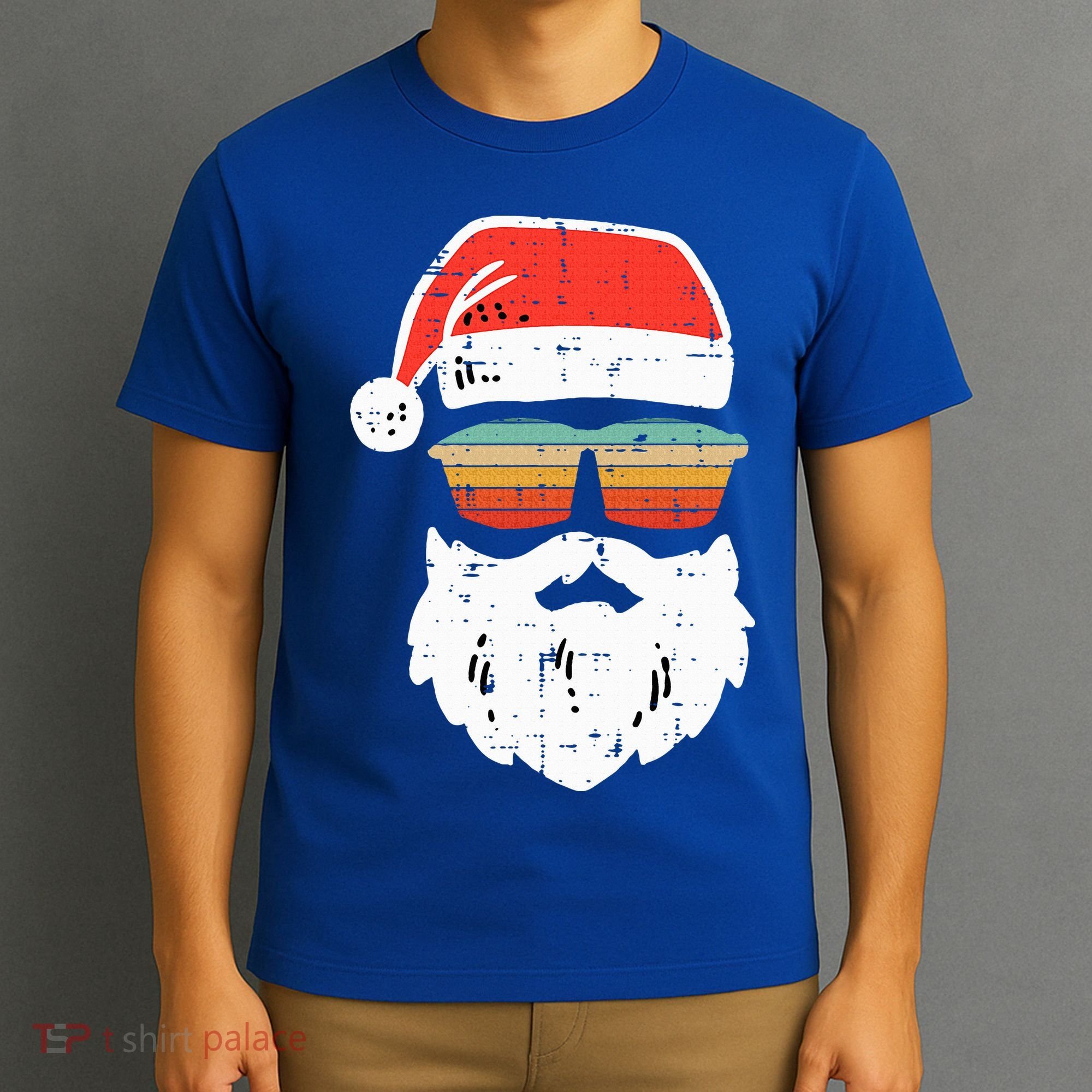 Santa Face Retro Sunglasses Christmas Xmas T-Shirt