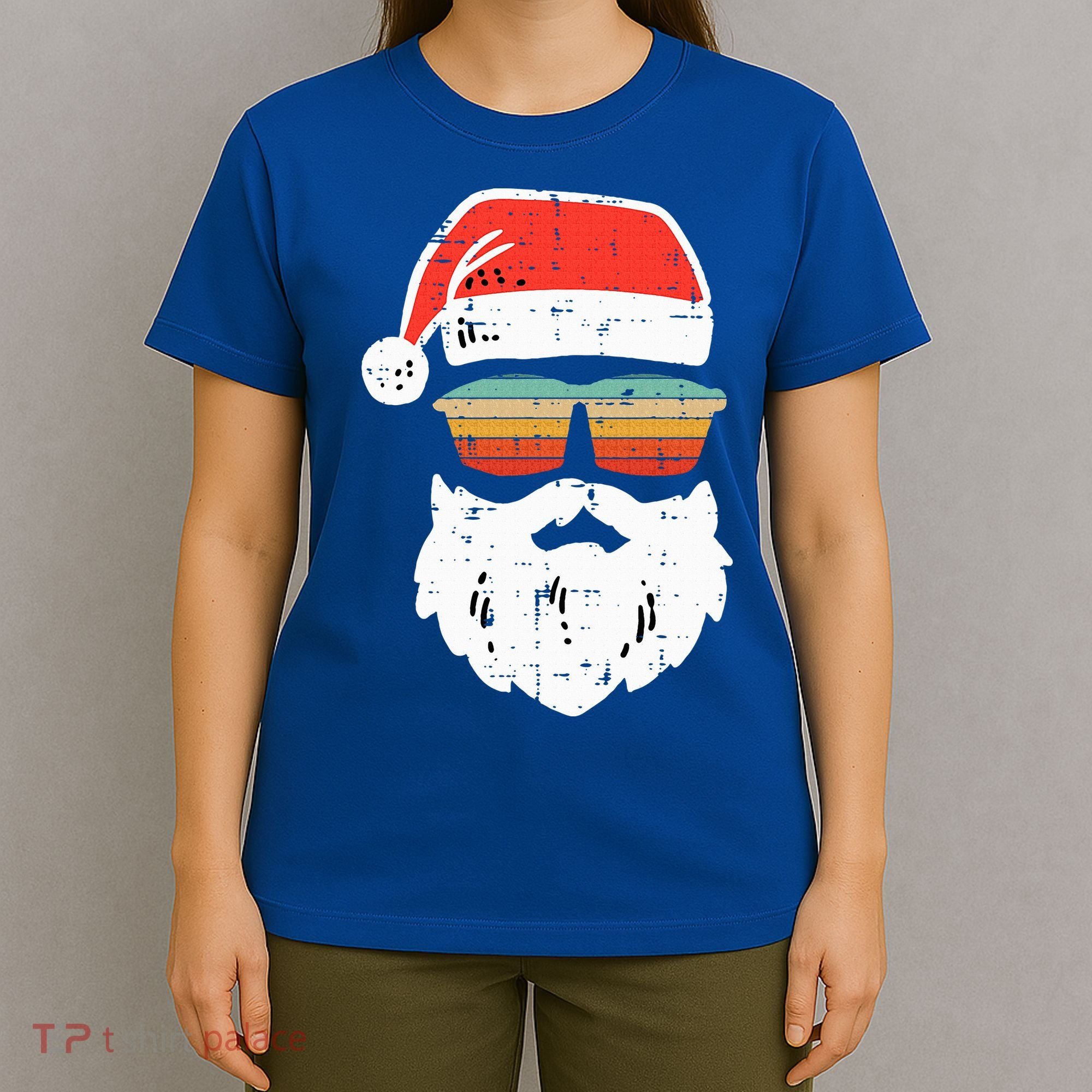 Santa Face Retro Sunglasses Christmas Xmas T-Shirt
