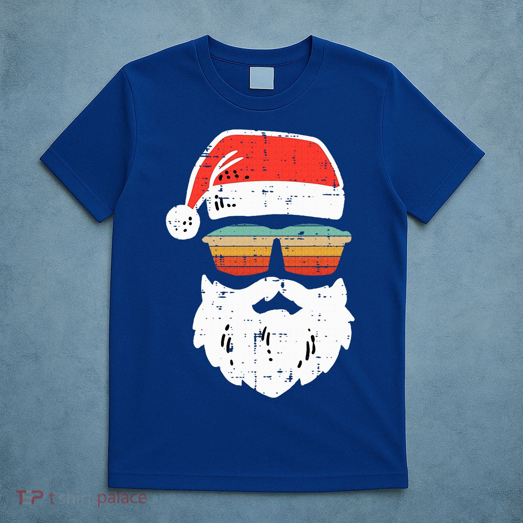 Santa Face Retro Sunglasses Christmas Xmas T-Shirt