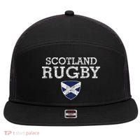 Scottish Flag Rugby 7 Panel Mesh Trucker Snapback Hat thumb 0
