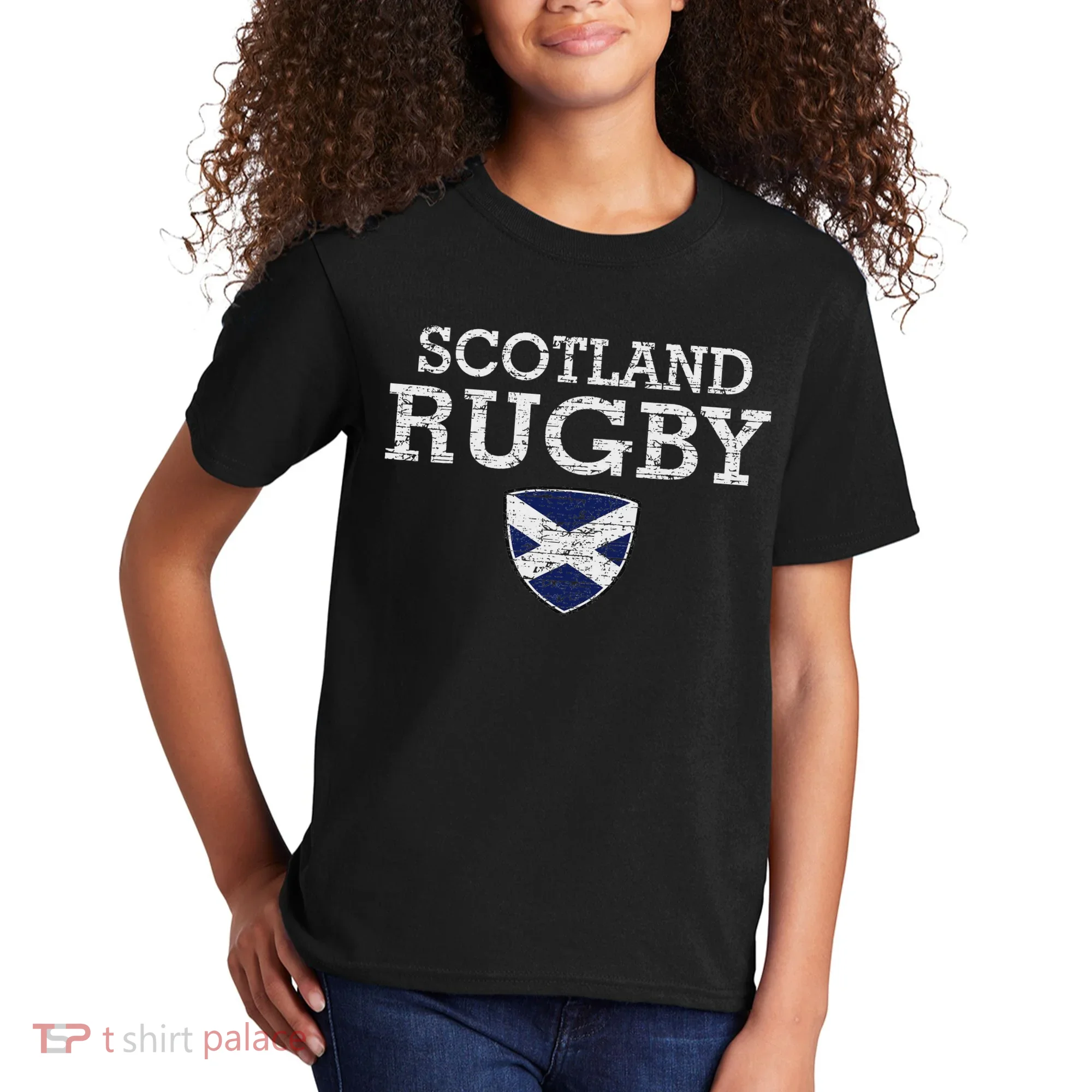 Scottish Flag Rugby Kids T-Shirt