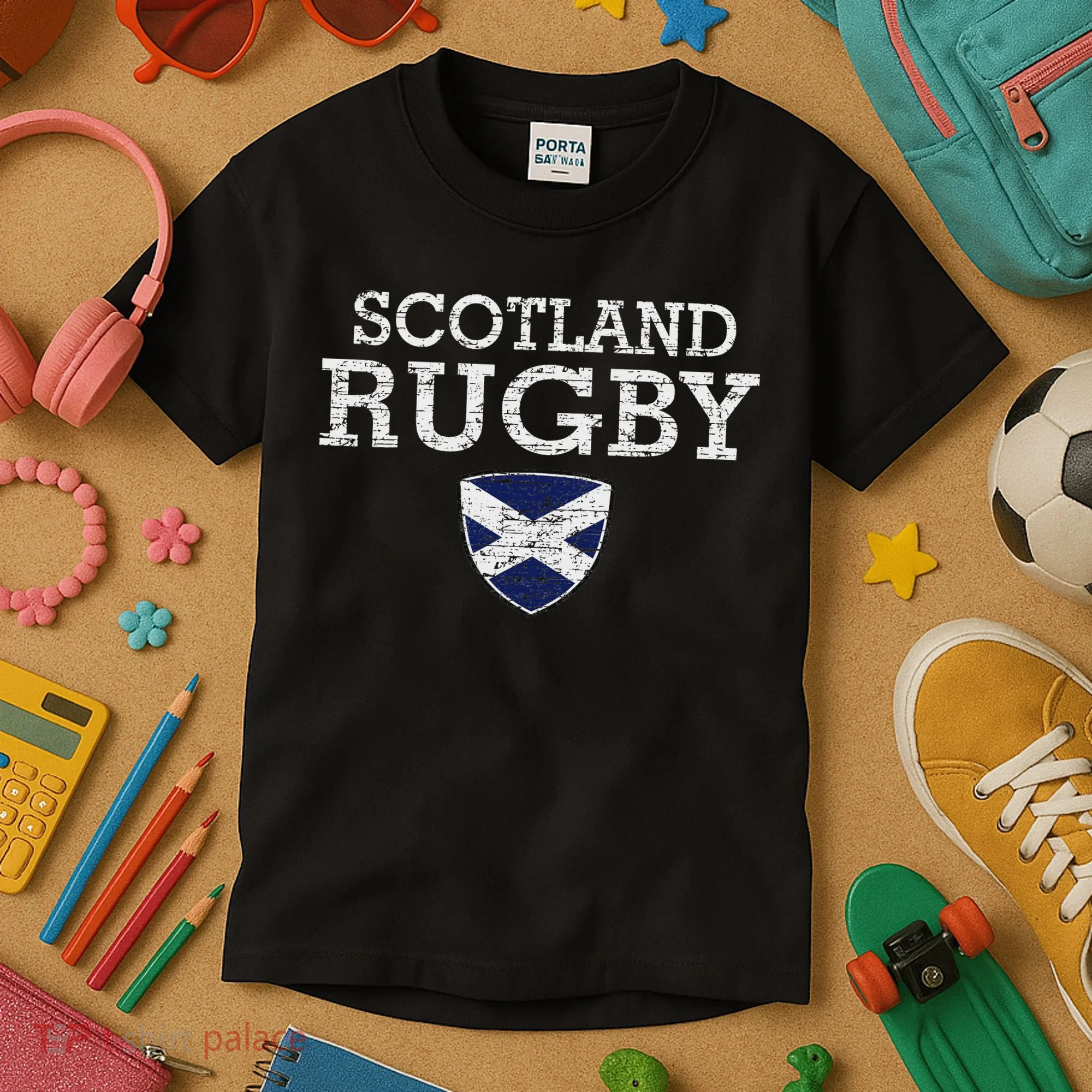 Scottish Flag Rugby Kids T-Shirt