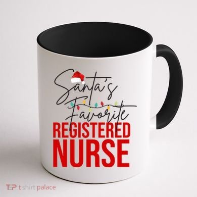 Santa's Favorite Register Nurse Coffee Mug back