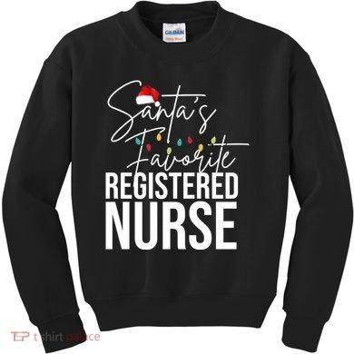Santa's Favorite Register Nurse Kids Sweatshirt