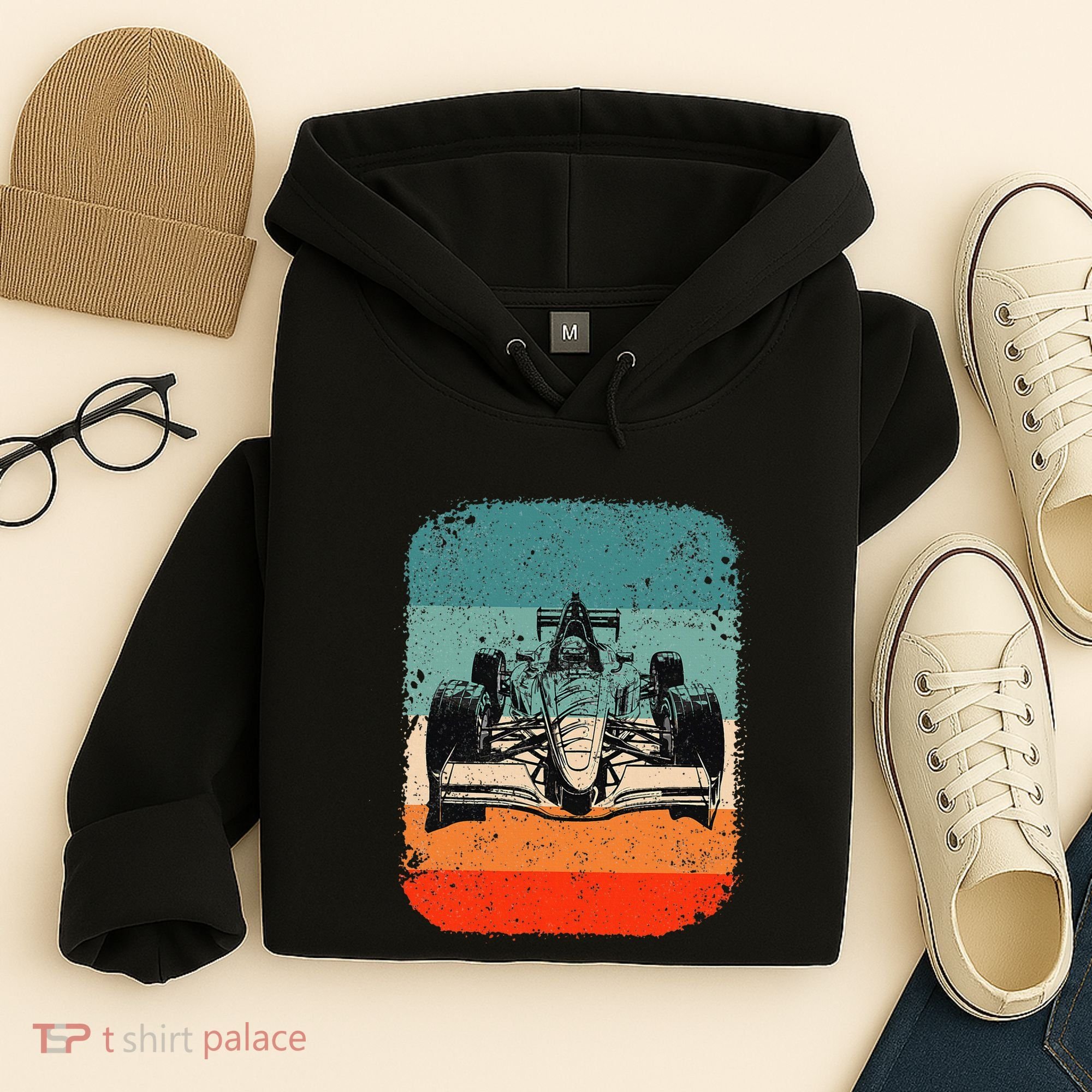 Sunset Formula Racing Race Car Silhouette Hoodie