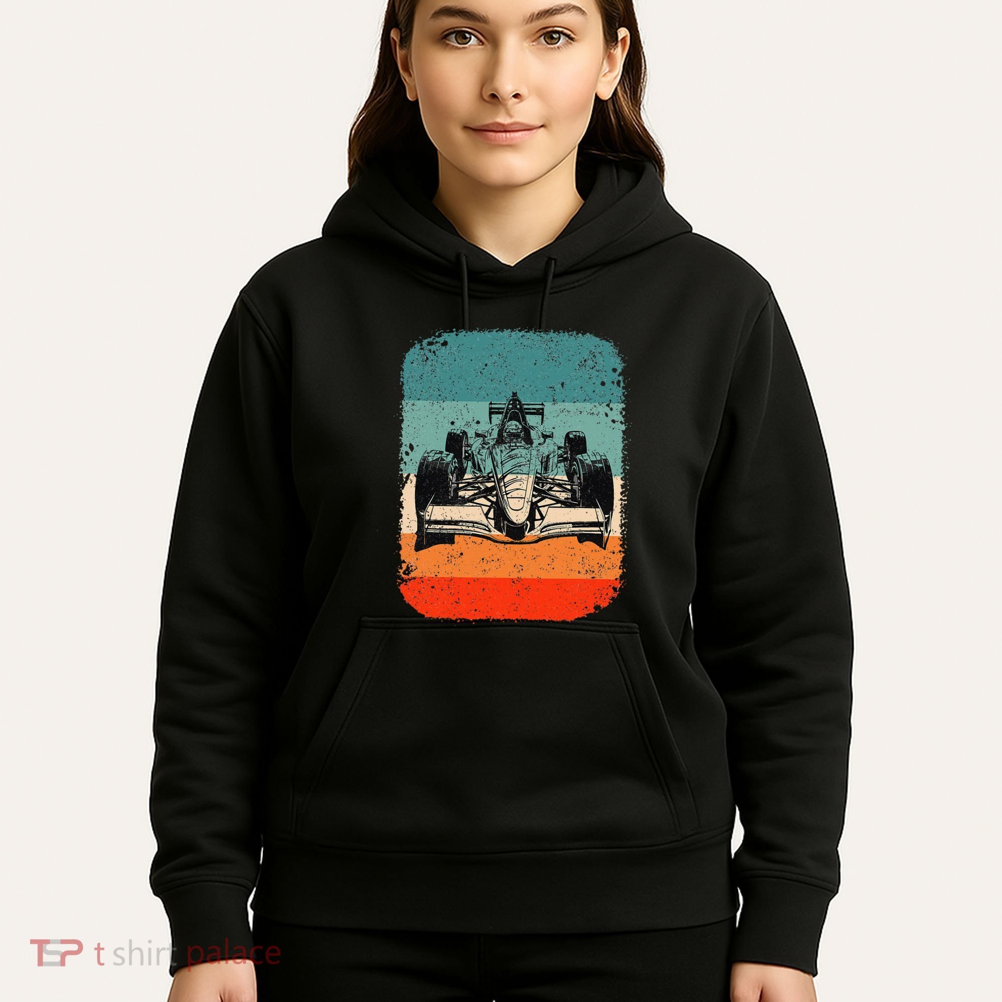 Sunset Formula Racing Race Car Silhouette Hoodie