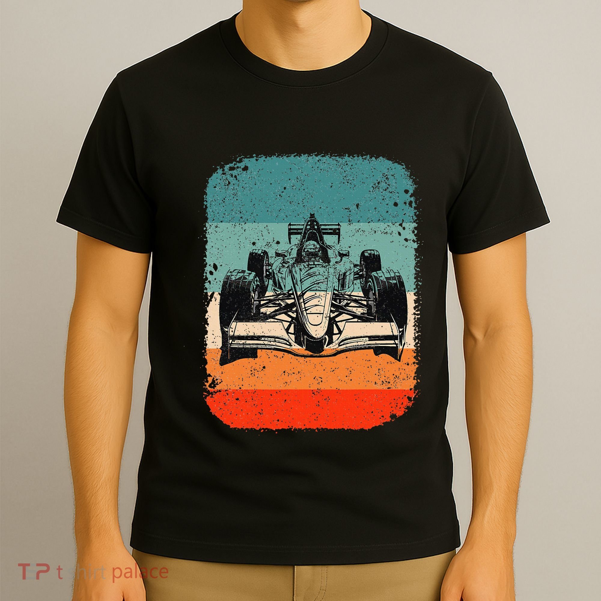 Sunset Formula Racing Race Car Silhouette T-Shirt