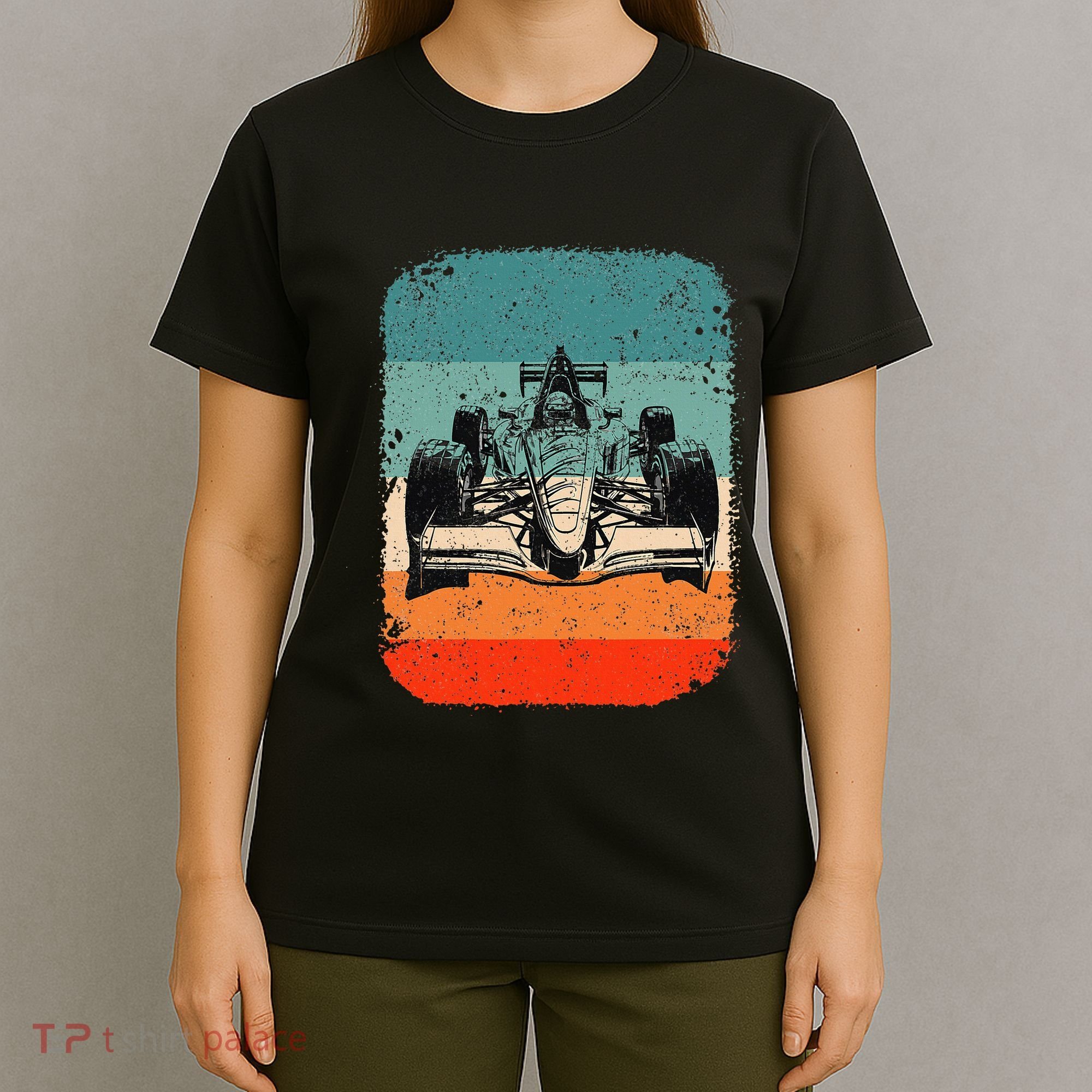 Sunset Formula Racing Race Car Silhouette T-Shirt