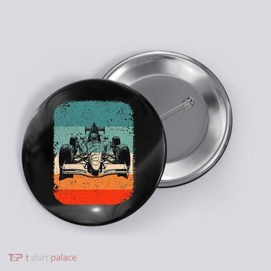 Sunset Formula Racing Race Car Silhouette Button