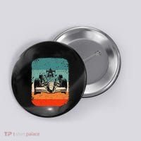 Sunset Formula Racing Race Car Silhouette Button thumb 0