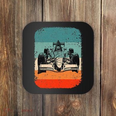 Sunset Formula Racing Race Car Silhouette Coaster