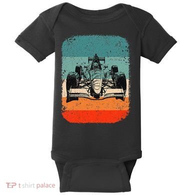 Sunset Formula Racing Race Car Silhouette Baby Bodysuit