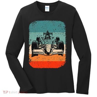 Sunset Formula Racing Race Car Silhouette Women's Long Sleeve Shirt