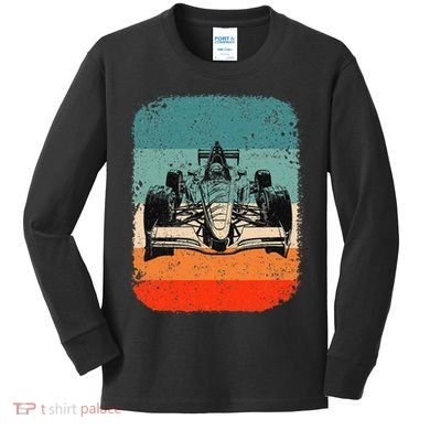 Sunset Formula Racing Race Car Silhouette Kids Long Sleeve Shirt