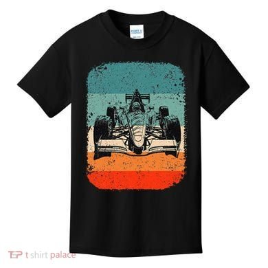 Sunset Formula Racing Race Car Silhouette Kids T-Shirt