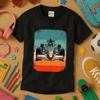 Sunset Formula Racing Race Car Silhouette Kids T-Shirt thumb 3