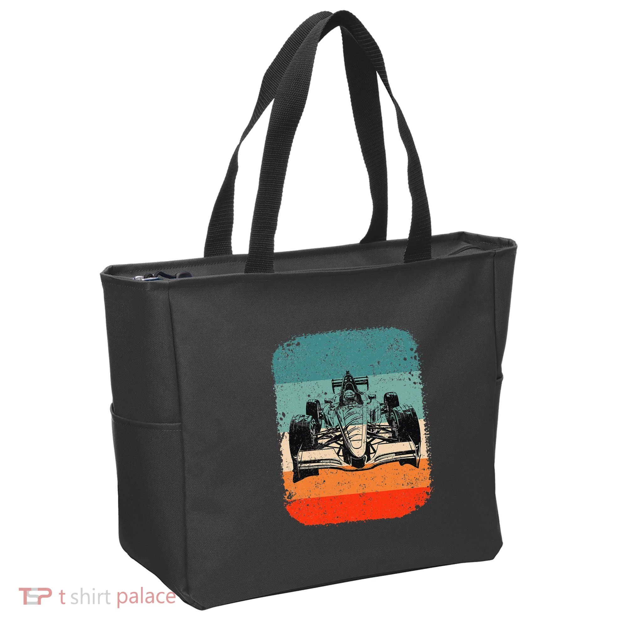 Sunset Formula Racing Race Car Silhouette Tote Bag