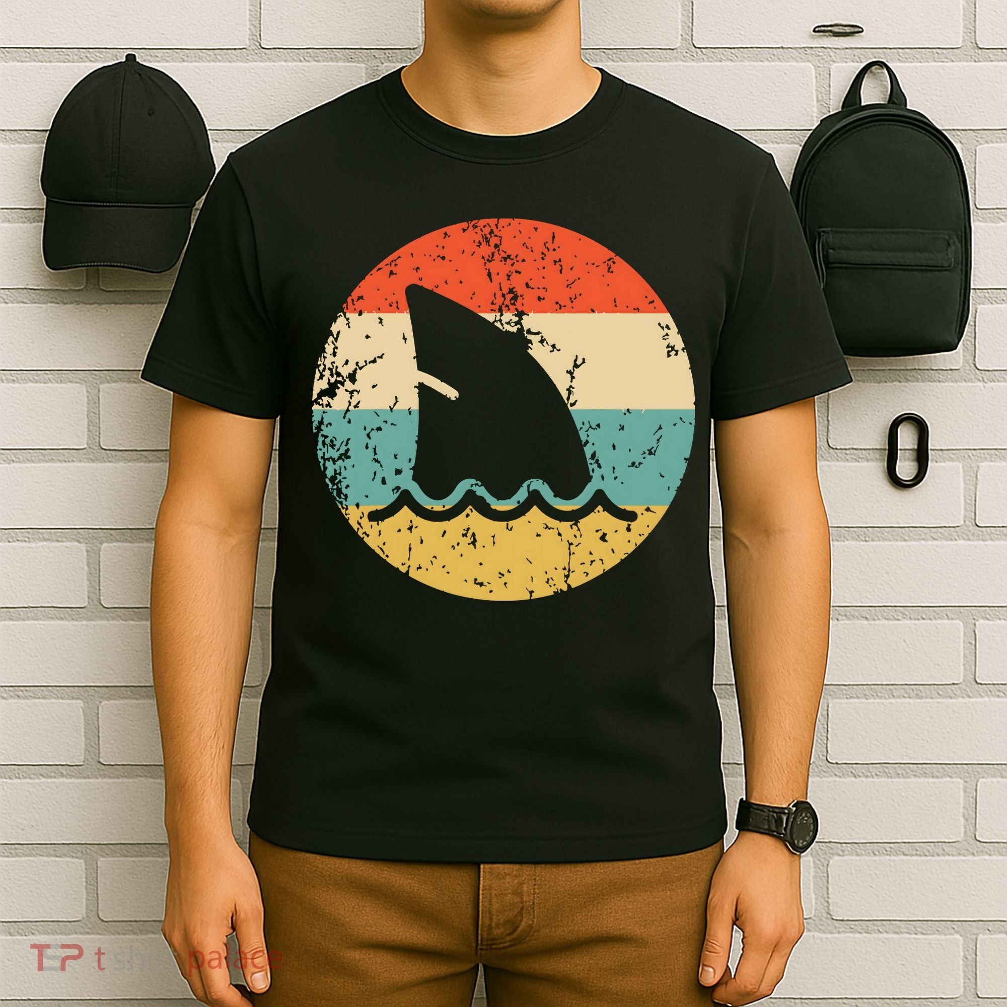 Shark Fin Retro Style Shark T-Shirt