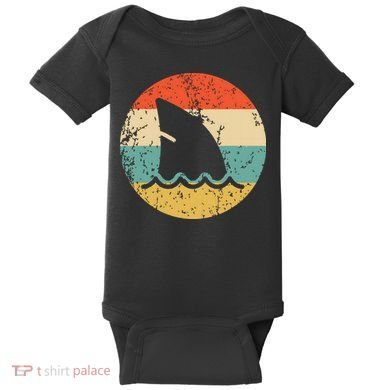 Shark Fin Retro Style Shark Baby Bodysuit