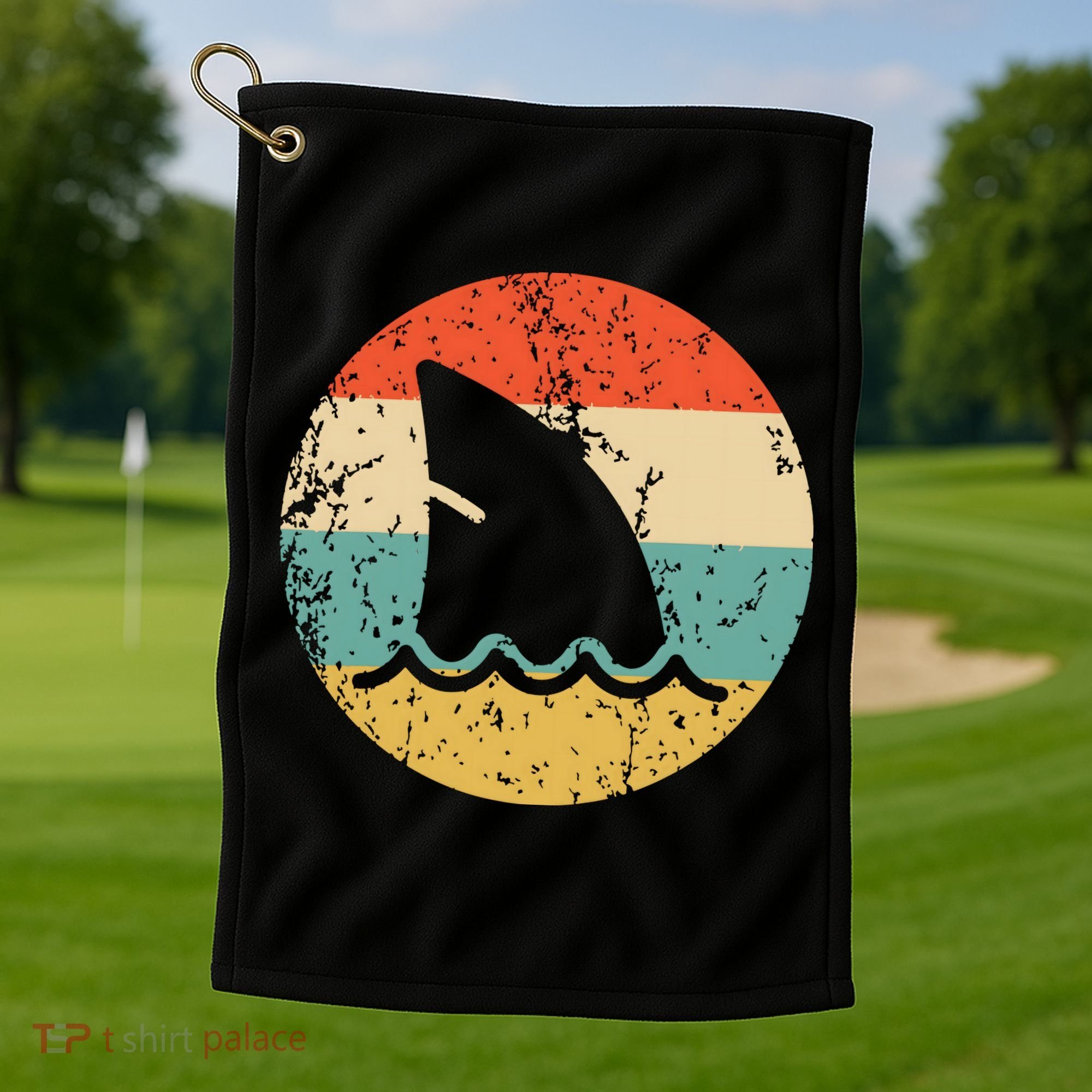 Shark Fin Retro Style Shark Golf Towel