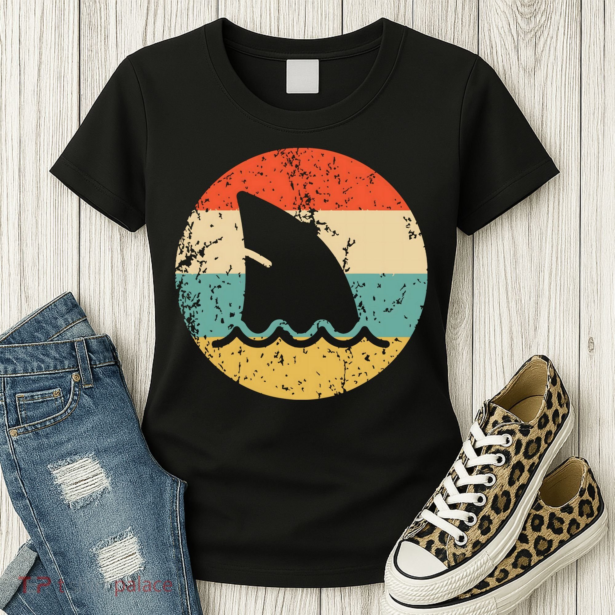 Shark Fin Retro Style Shark Women's T-Shirt
