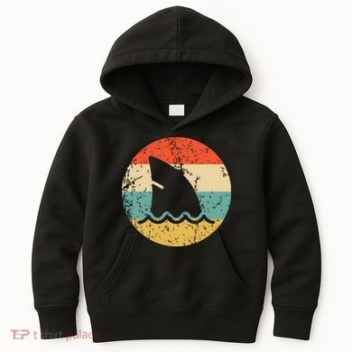 Shark Fin Retro Style Shark Kids Hoodie