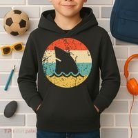 Shark Fin Retro Style Shark Kids Hoodie thumb 2