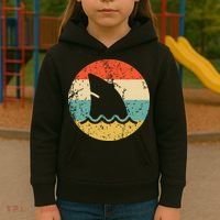 Shark Fin Retro Style Shark Kids Hoodie thumb 3