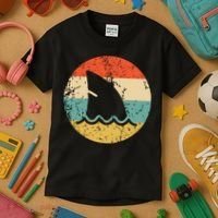 Shark Fin Retro Style Shark Kids T-Shirt thumb 3