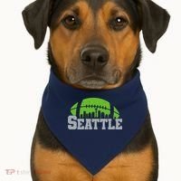 Seahawks Football Seattle Skyline USA-Made Doggie Bandana thumb 1