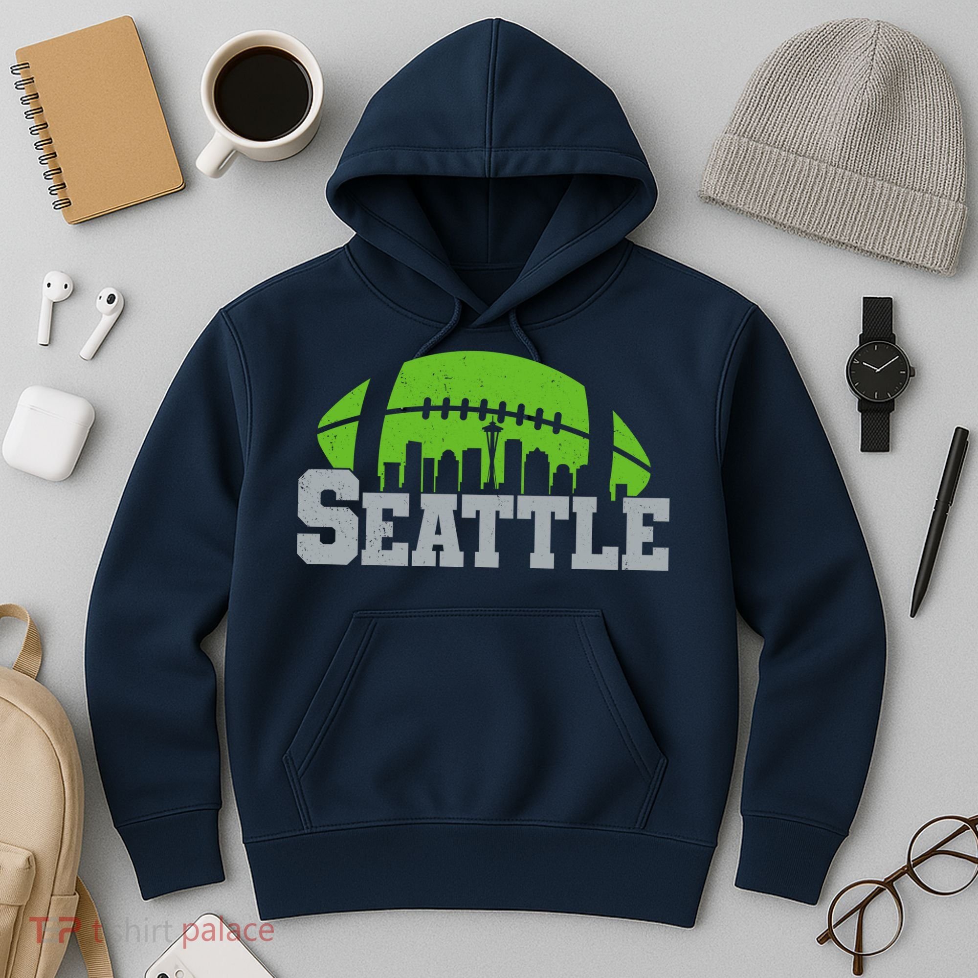 Seahawks Football Seattle Skyline Hoodie