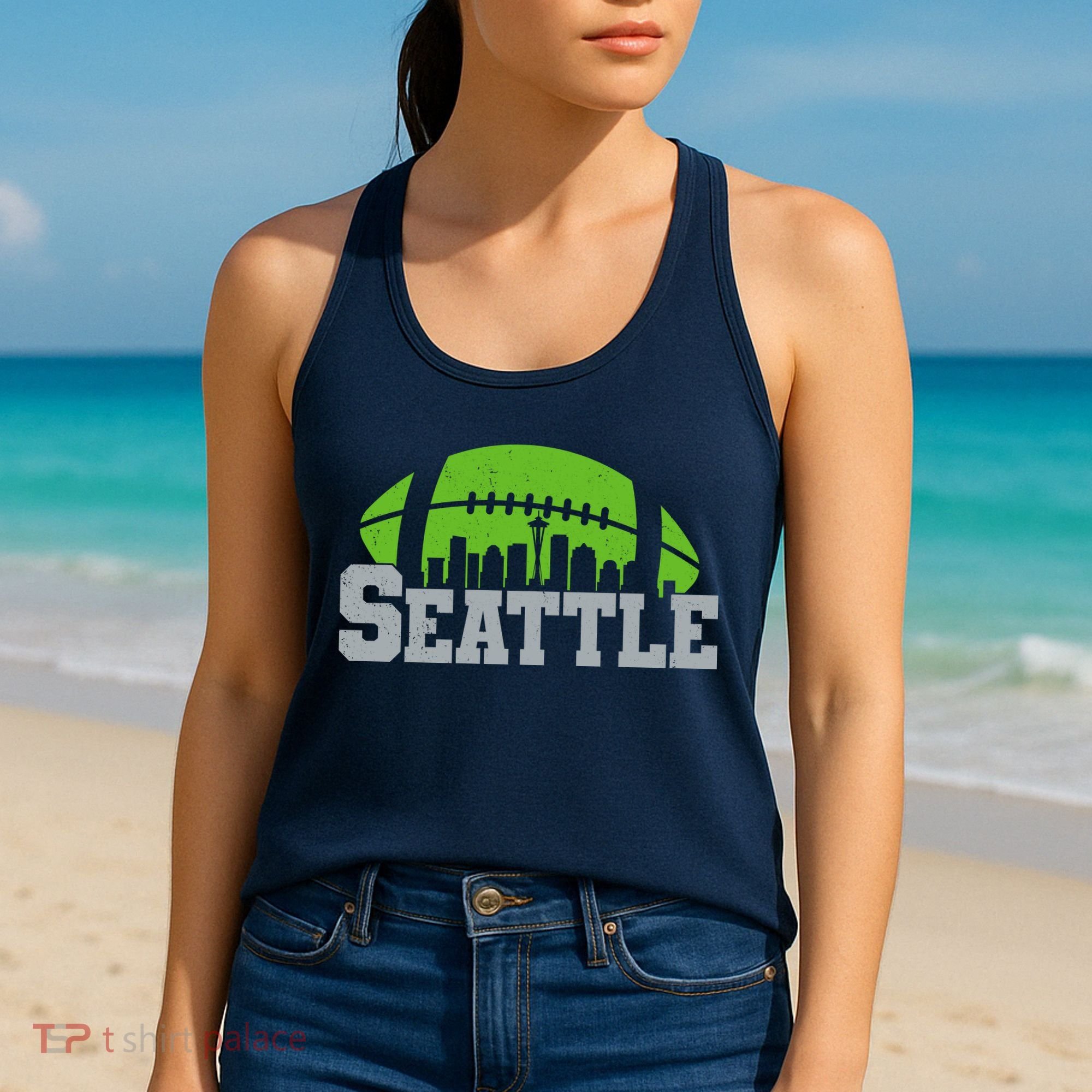 Seahawks Football Seattle Skyline Women's Tank Top