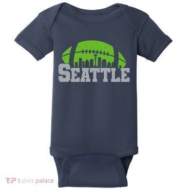 Seahawks Football Seattle Skyline Baby Bodysuit