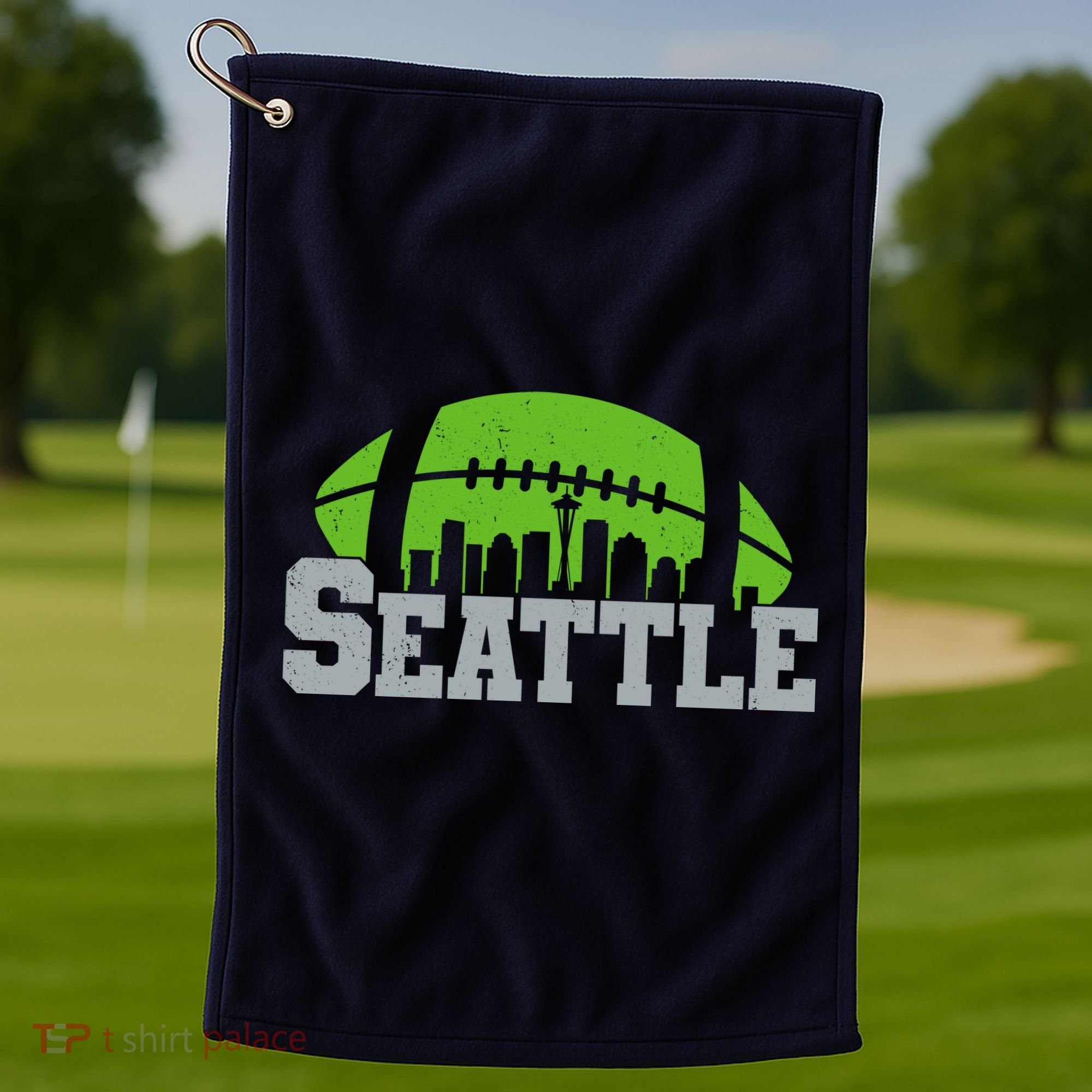 Seahawks Football Seattle Skyline Golf Towel