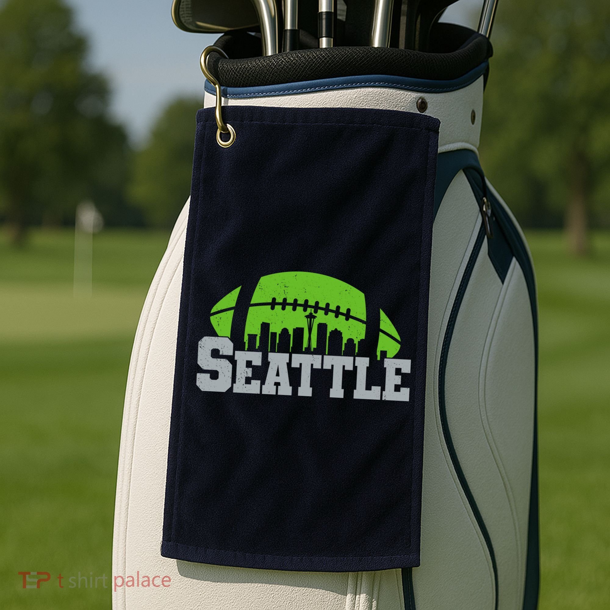 Seahawks Football Seattle Skyline Golf Towel
