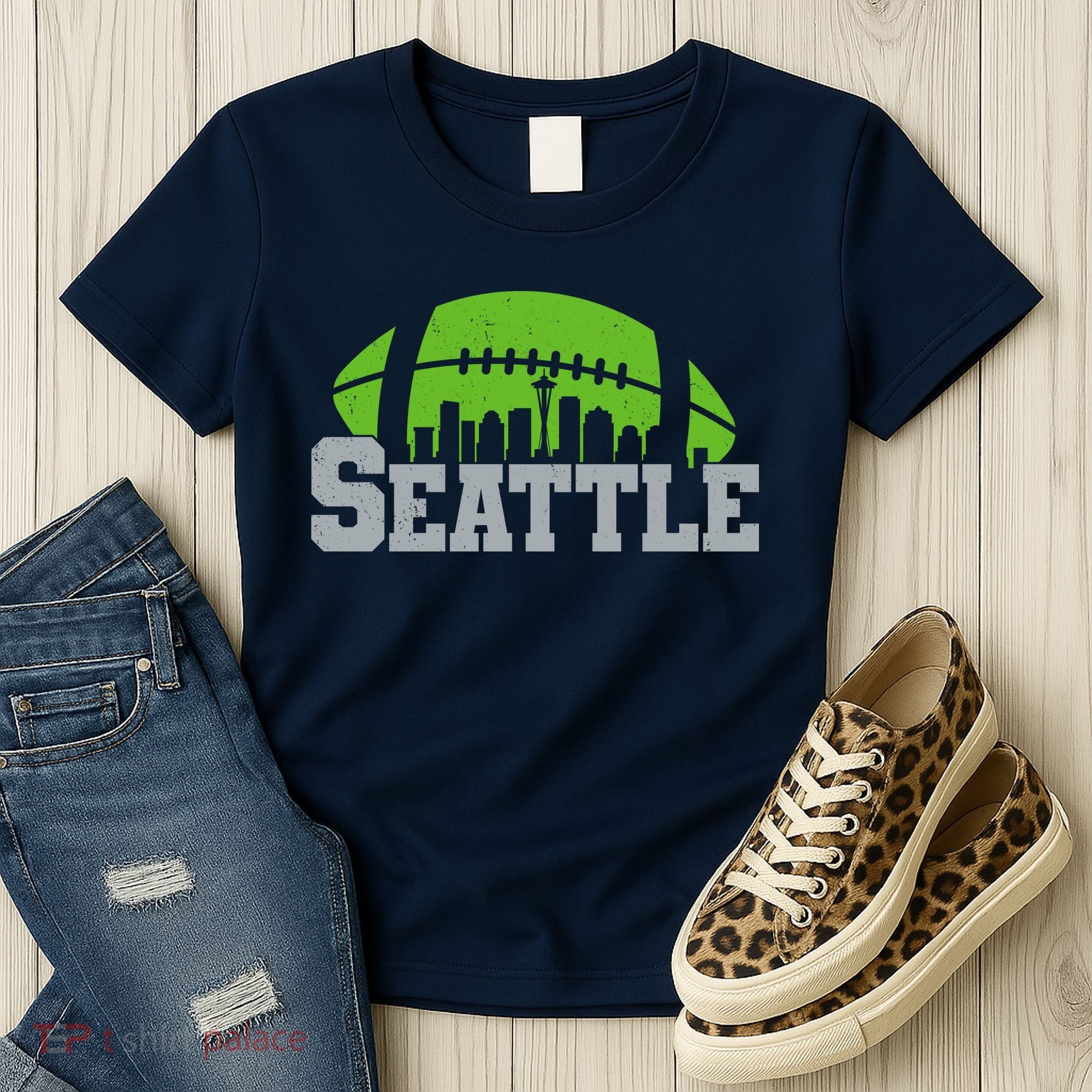 Seahawks Football Seattle Skyline Women's T-Shirt