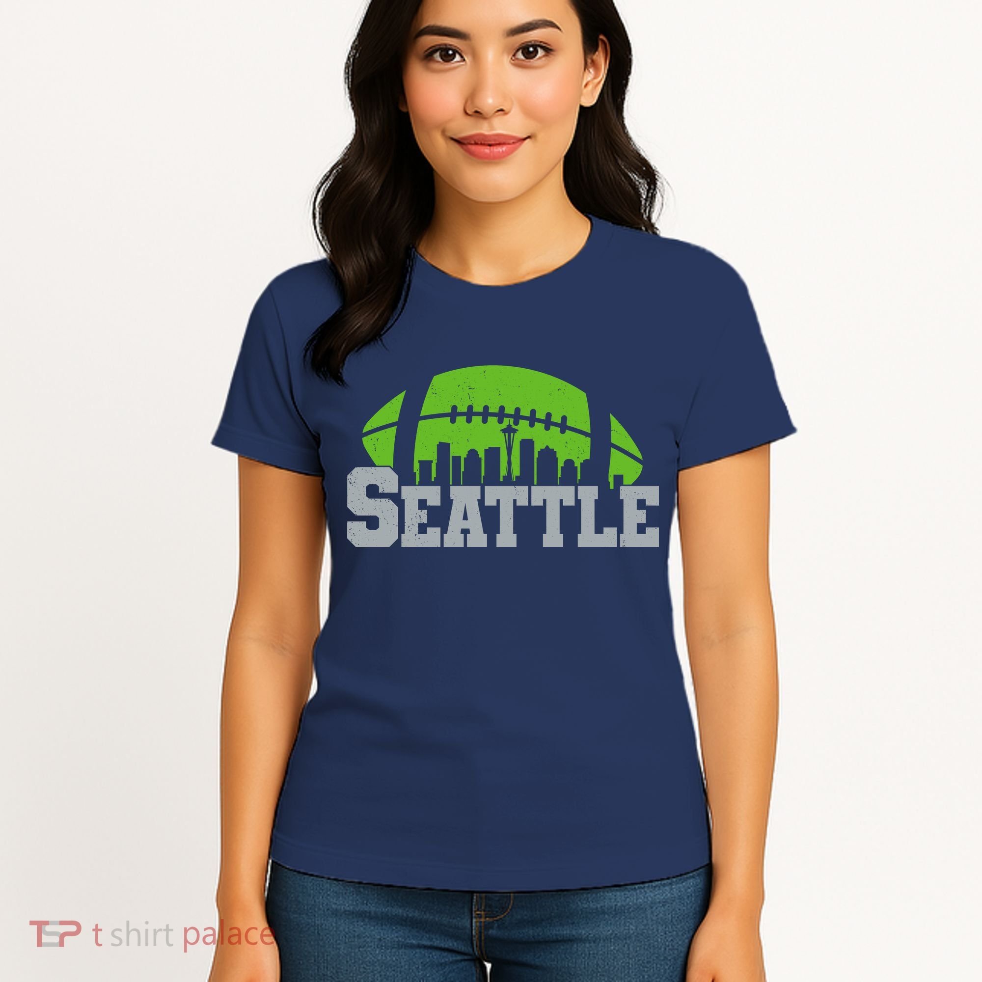 Seahawks Football Seattle Skyline Women's T-Shirt