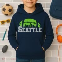 Seahawks Football Seattle Skyline Kids Hoodie thumb 2