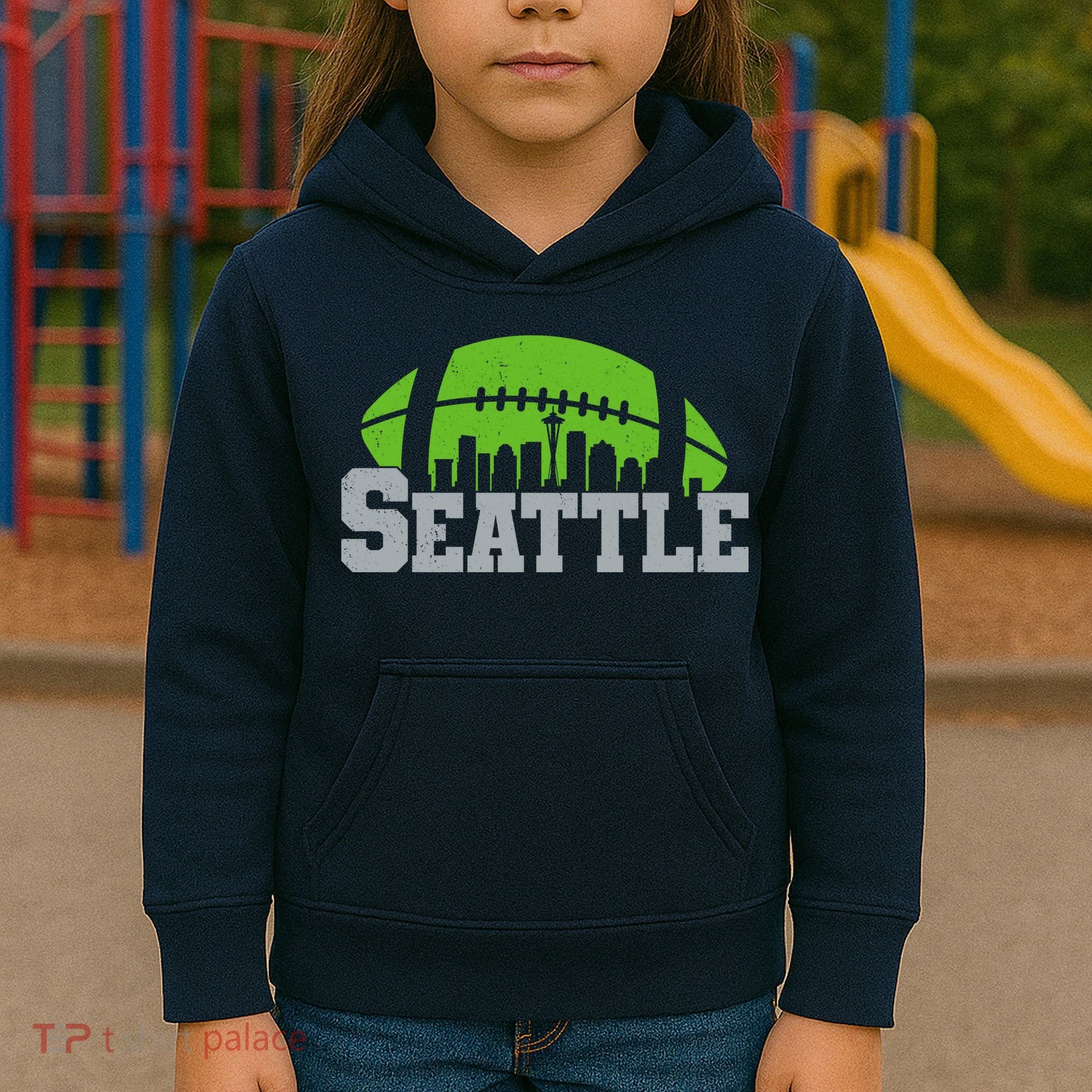 Seahawks Football Seattle Skyline Kids Hoodie