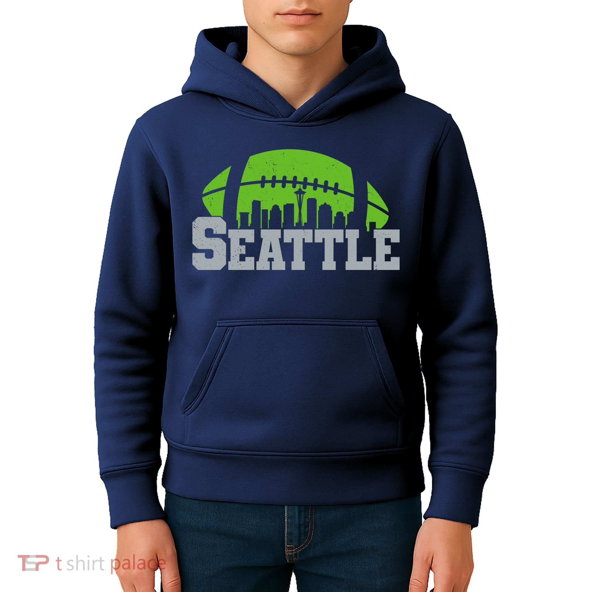Seahawks Football Seattle Skyline Kids Hoodie