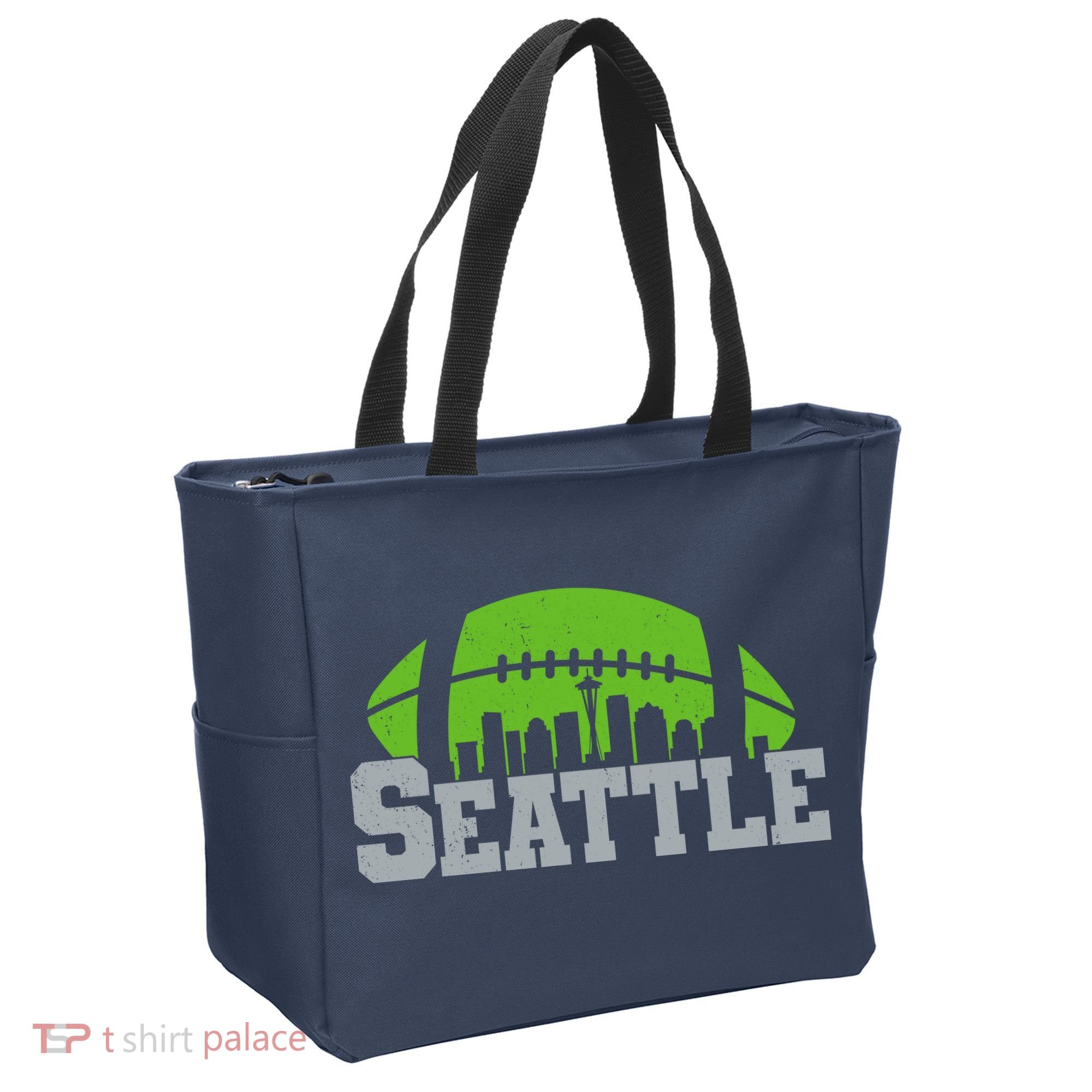 Seahawks Football Seattle Skyline Tote Bag