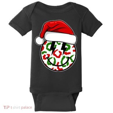 Smile Face Santa Christmas Retro Baby Bodysuit